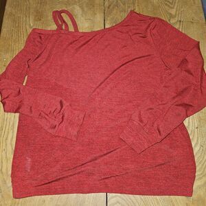 Emery Rose Red Off Shoulder Straps‎ Red Shirt Womens Large NEW